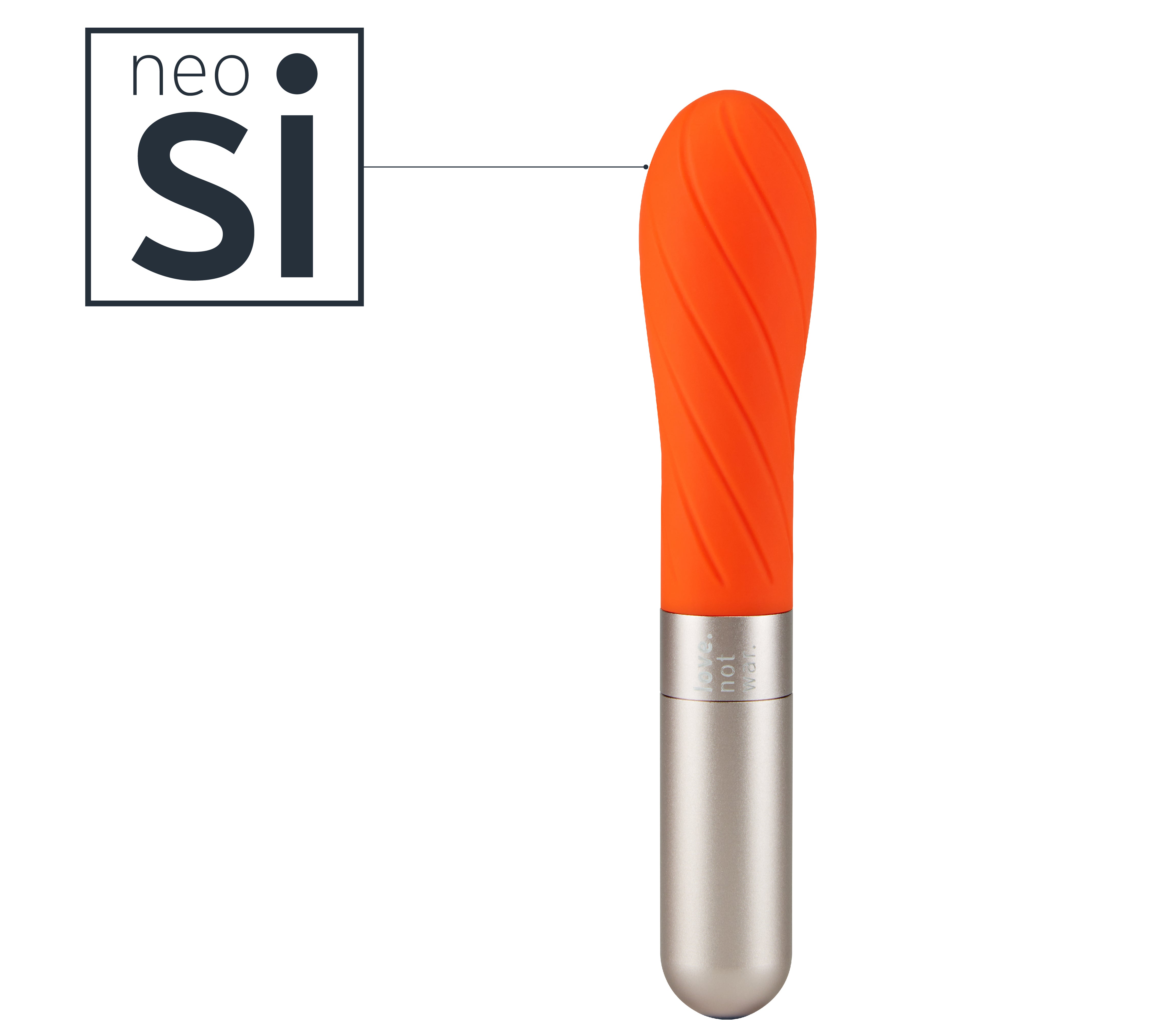 Gra Vibrator in orange with Neosilicone logo